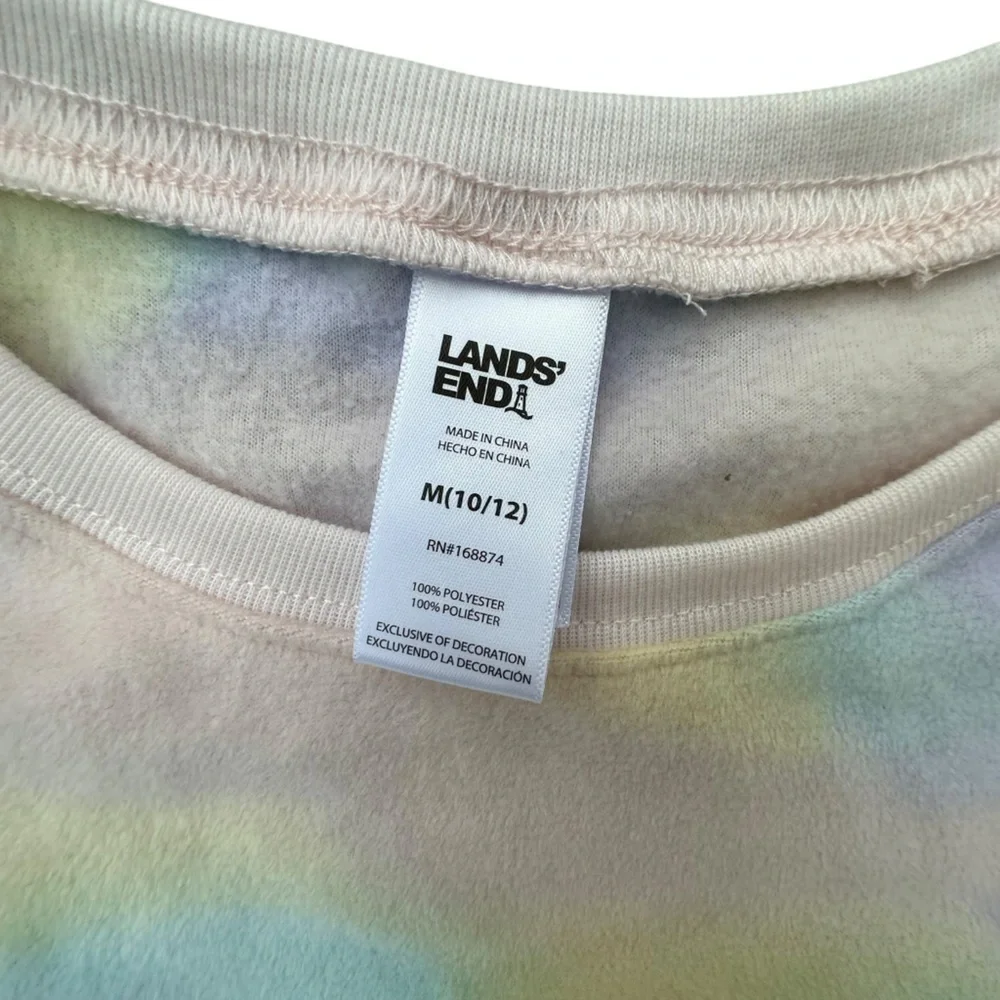 Lands’ End Fleece Girls Tie Dye Pajama Set M 10/12